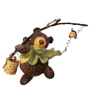 Vintage Fishing Bear Christmas Ornament 6"